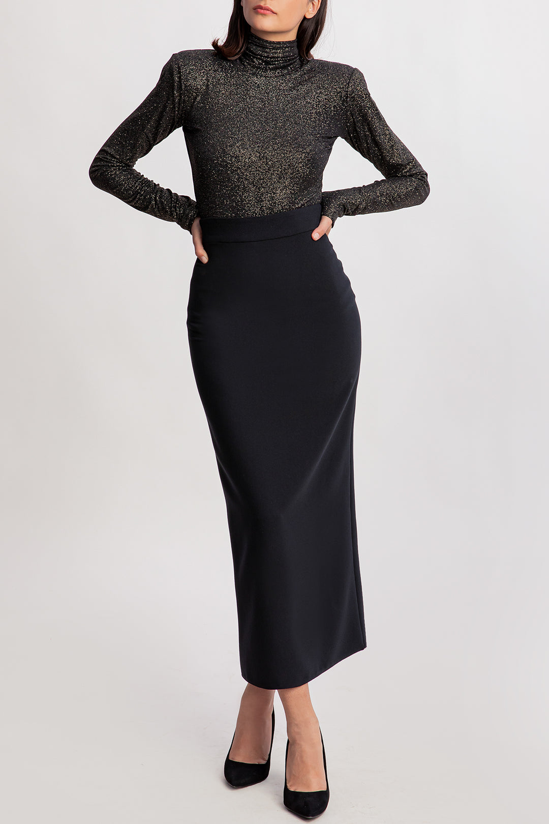 Unique Stretchy Jersey Bodysuit In Black-Gold