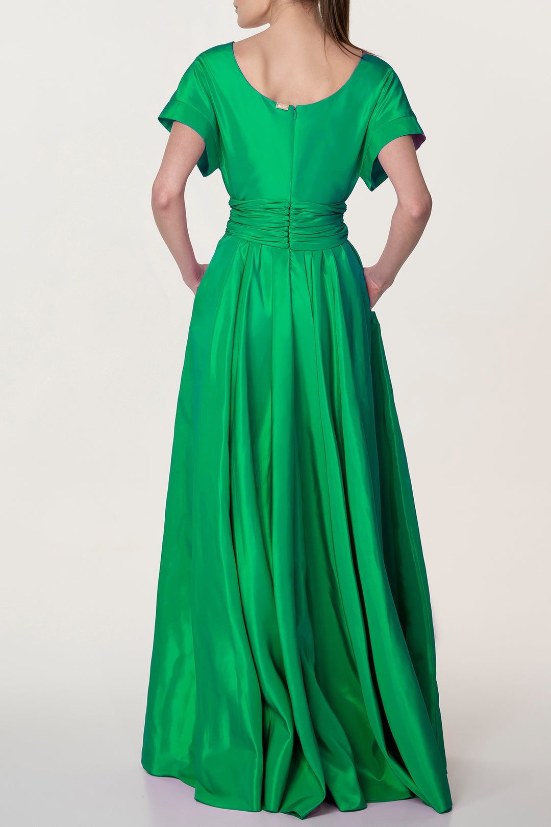 Flora Taffeta Long Dress In Spring-Green