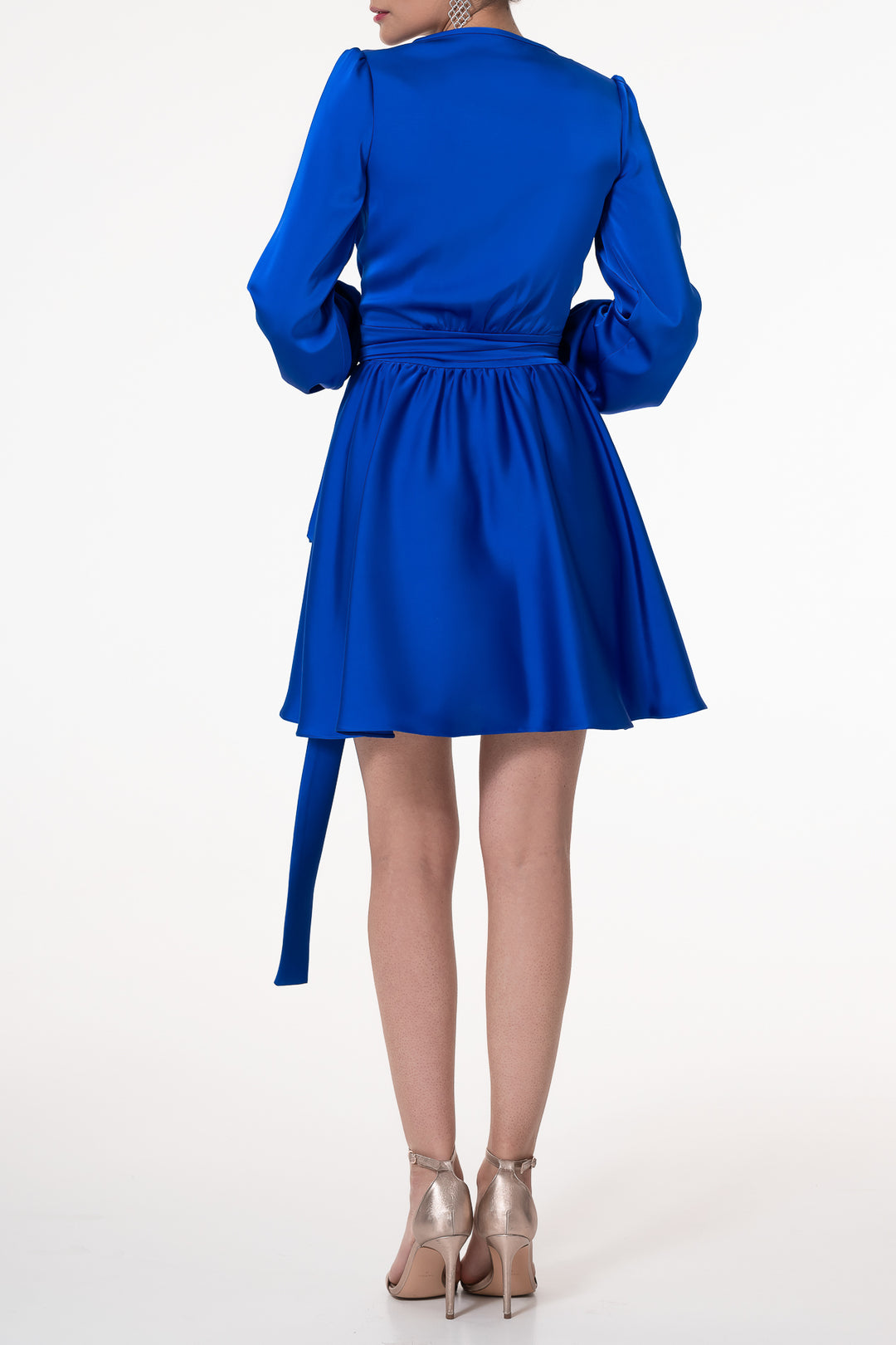Louise Satin Crepe Short Dress In Electric-Blue
