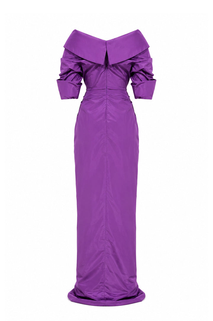 Sabina Taffeta Long Dress In Lavander