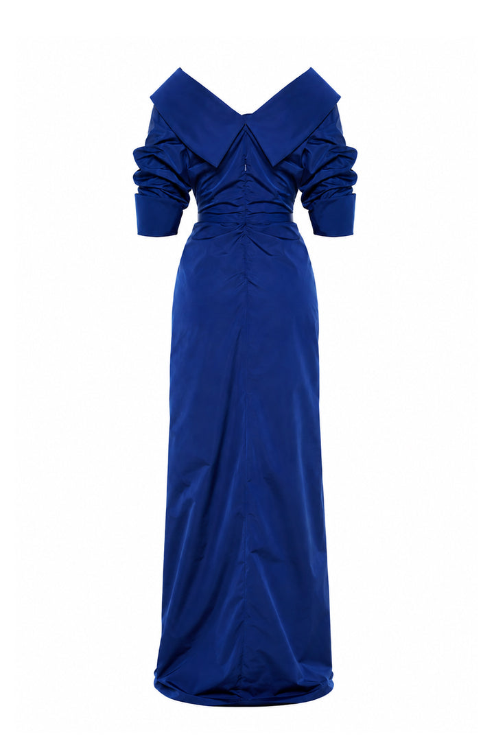 Sabina Taffeta Long Dress In Royal-Blue