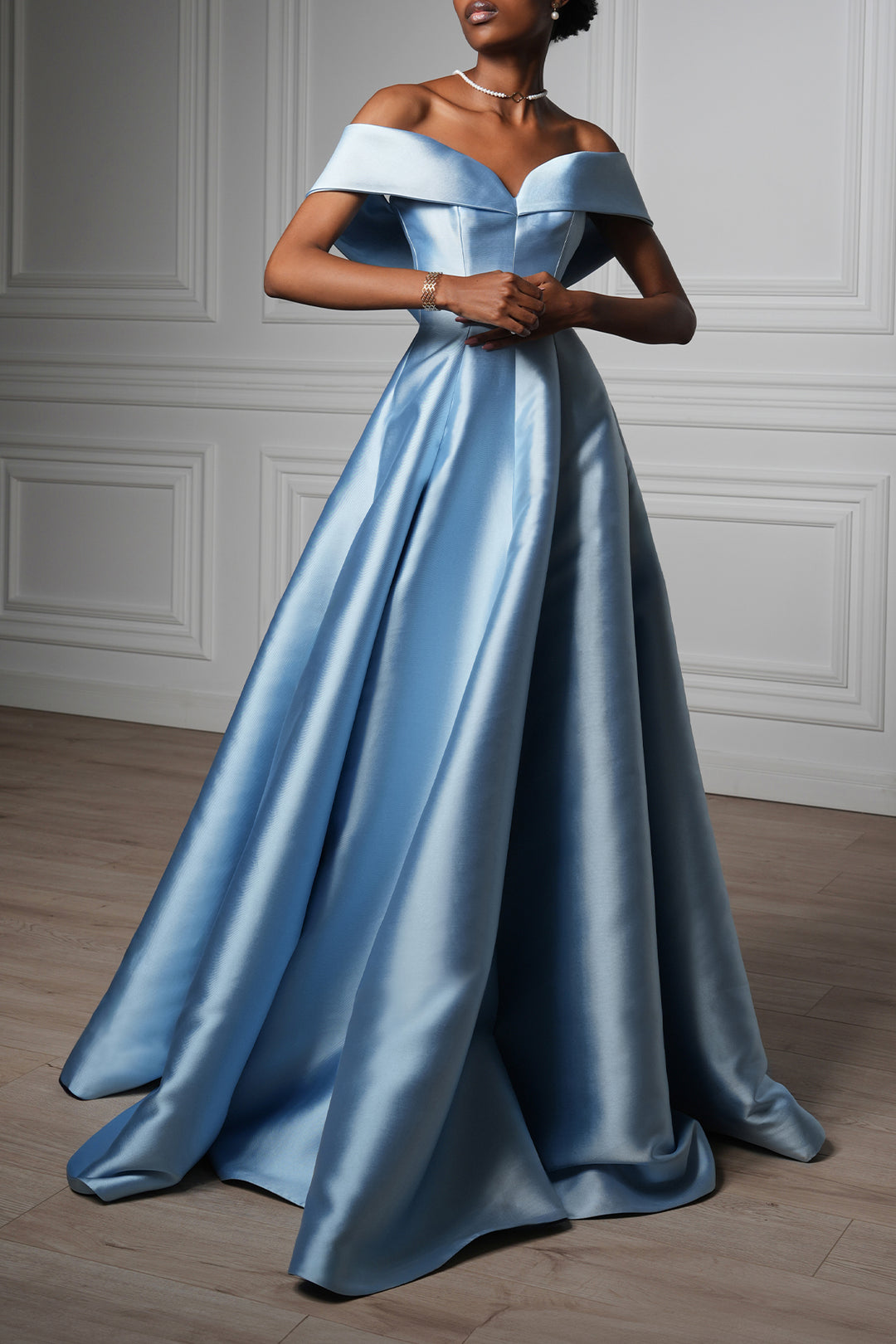 Ellie Mikado Gown In Artic-Blue – Rhea Costa