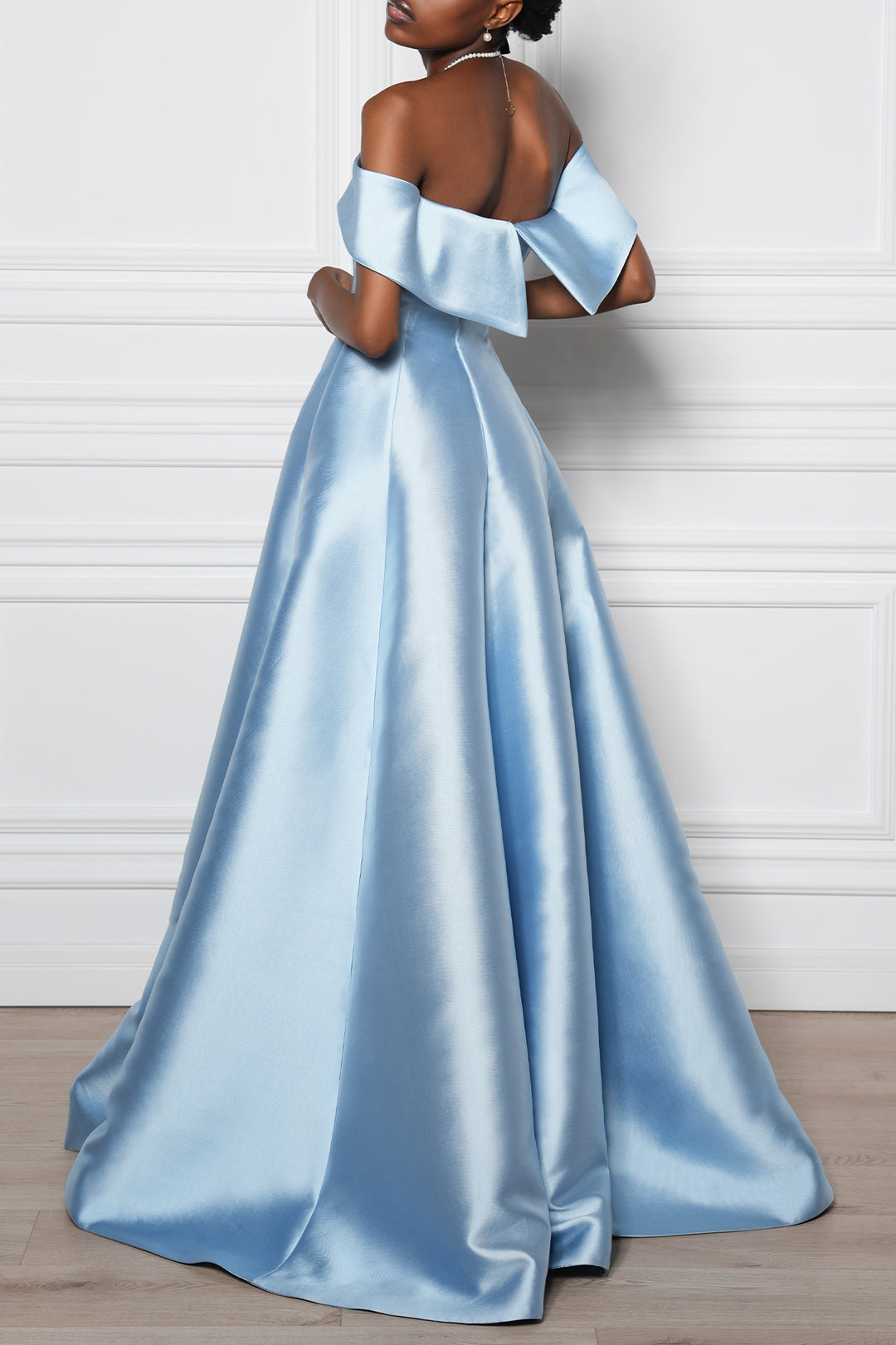 Ellie Mikado Gown In Artic-Blue