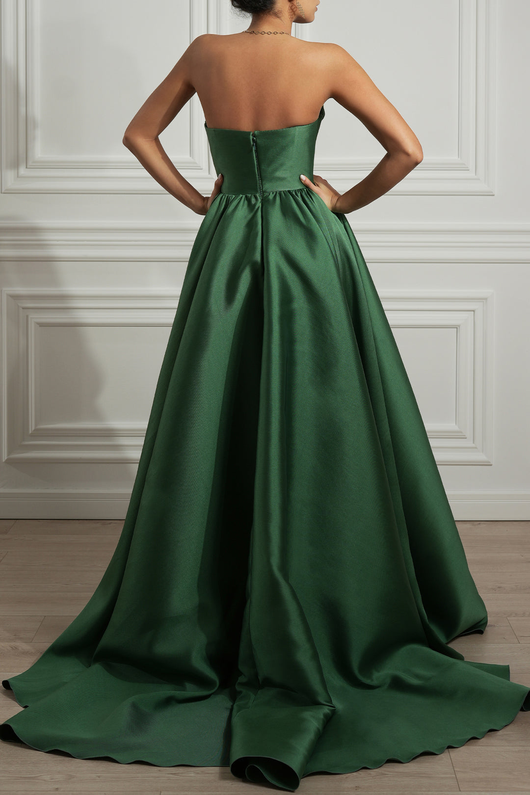 Alaya Mikado Dress In Forest-Green