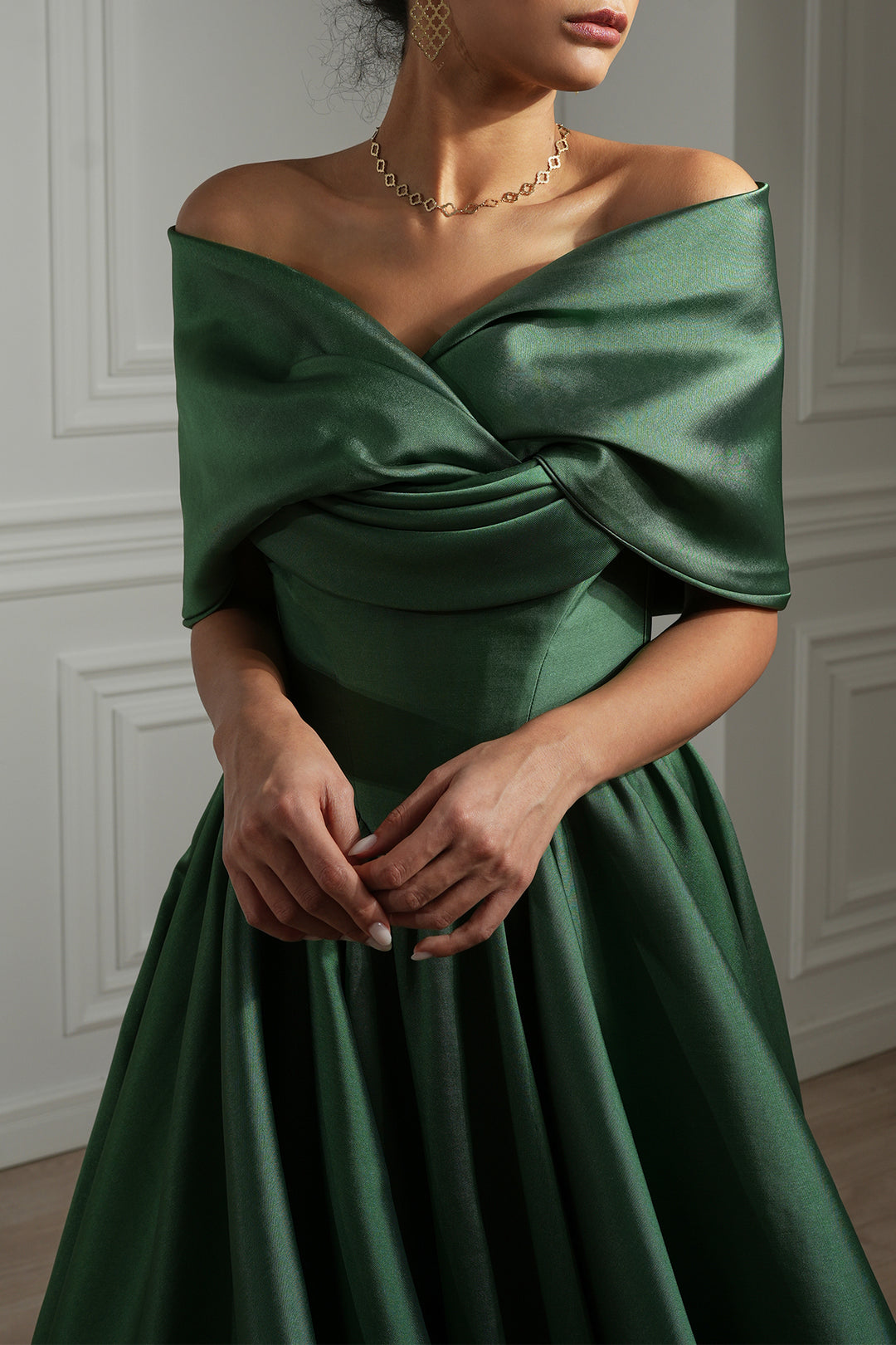 Alaya Mikado Dress In Forest-Green