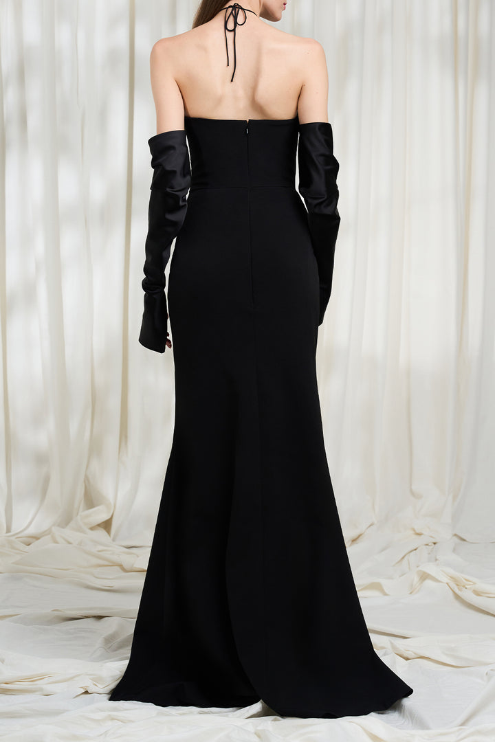 Aairah Crepe Satin Dress In Black