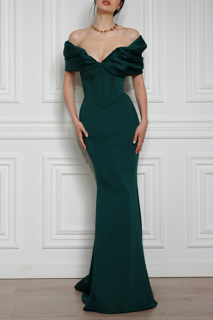 Ivonna Long Dress In Dark-Green