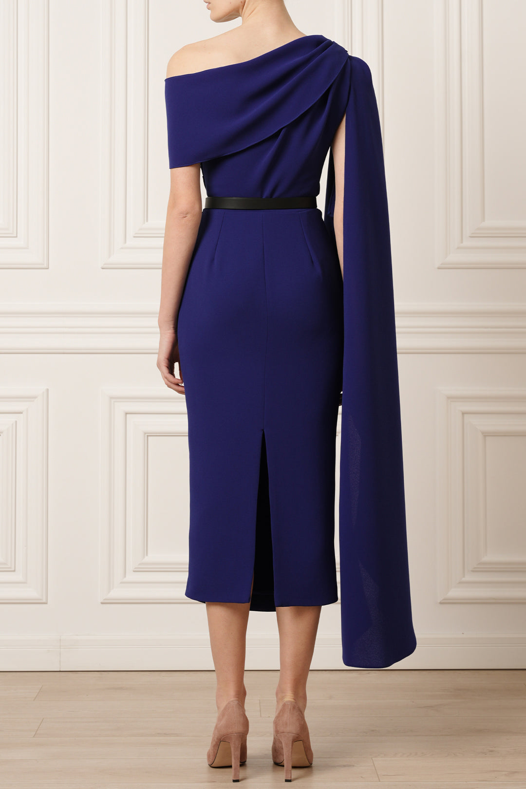 Karen One-Shoulder Midi Dress In Royal Blue