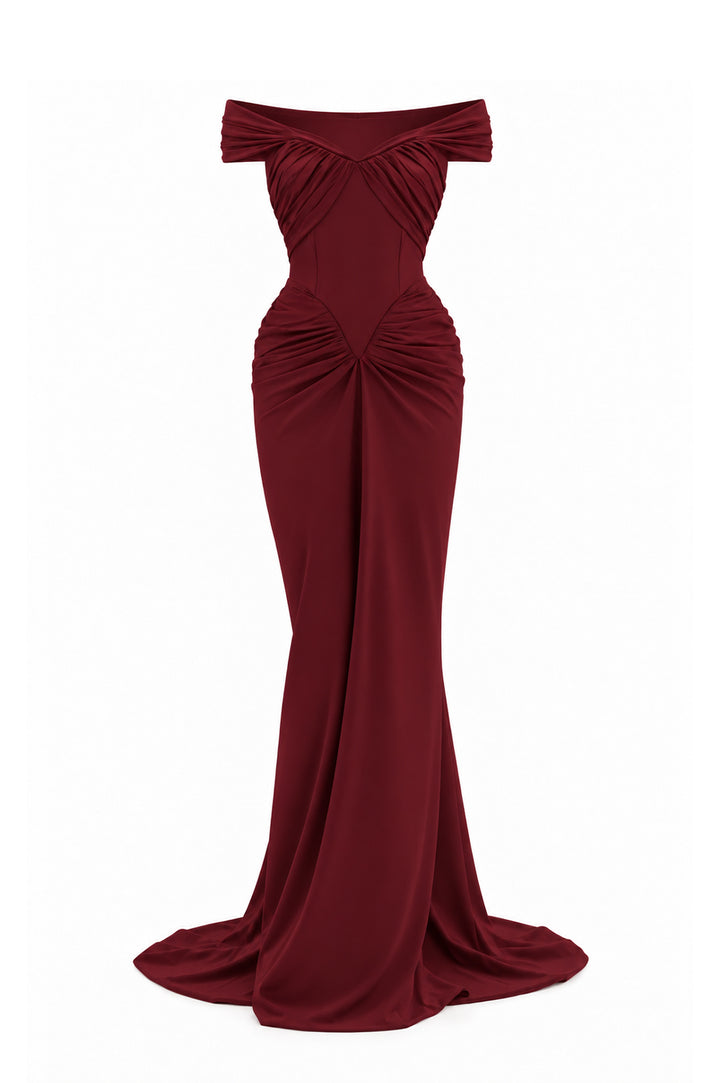 Adara Long Dress In Burgundy
