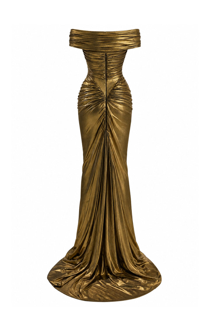 Adara Long Dress In Gold