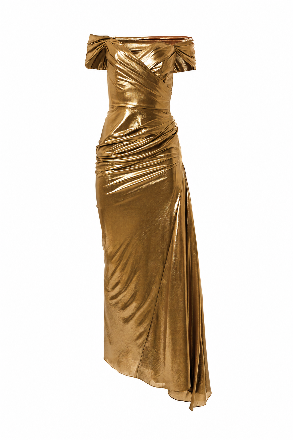 Gaia Glossy Long Dress In Bronze
