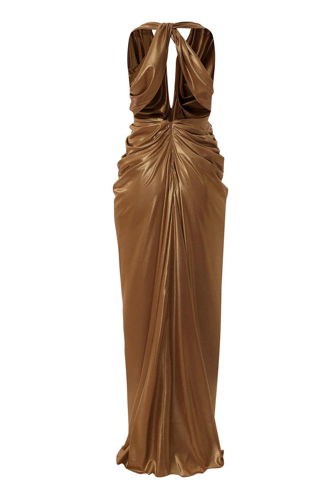 Artemis Glossy Long Dress In Bronze