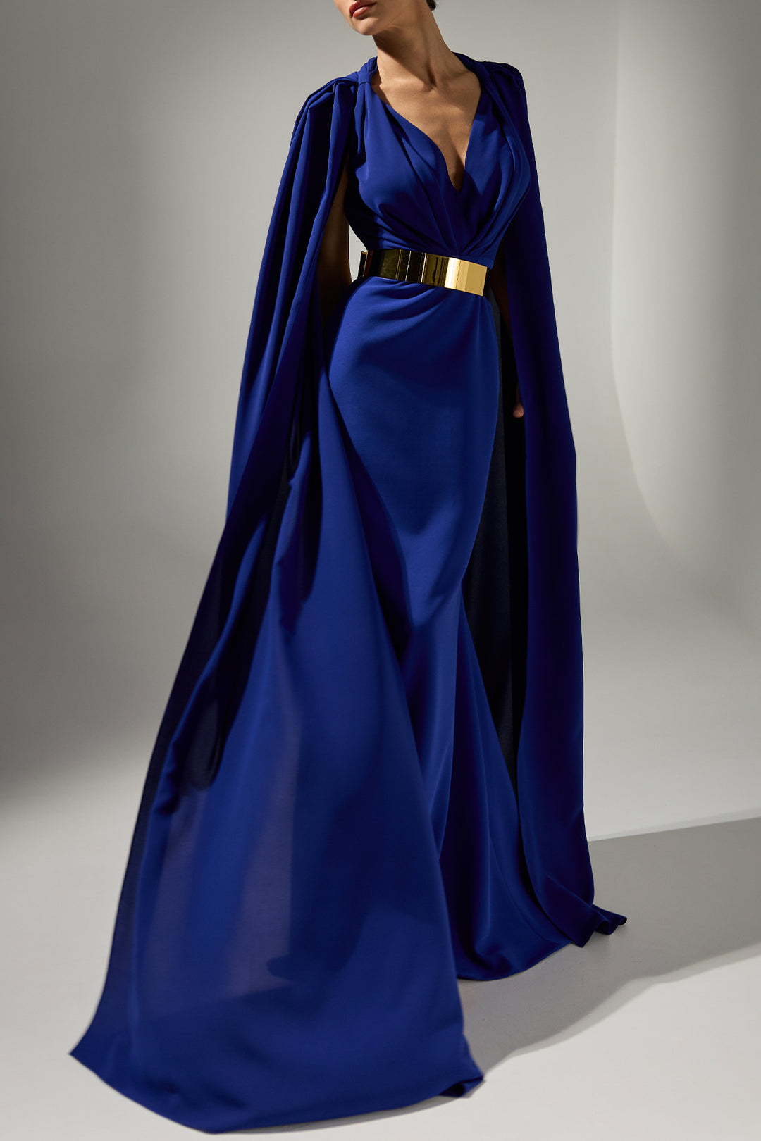 Dalal Cape-Dress In Royal-Blue – Rhea Costa
