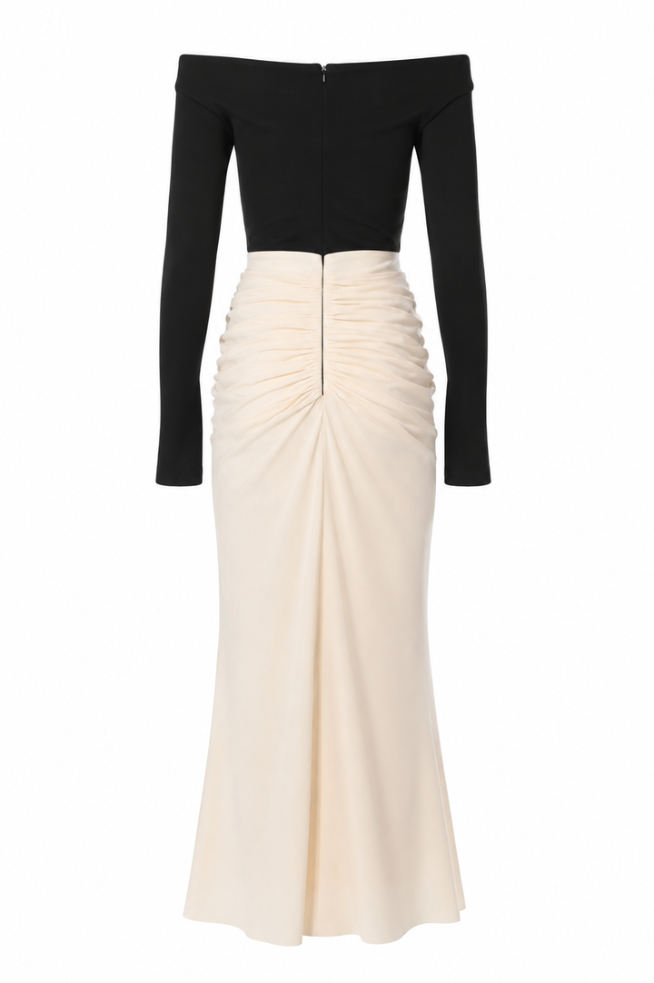 Anita Ankle Length Dress In Cream-Black