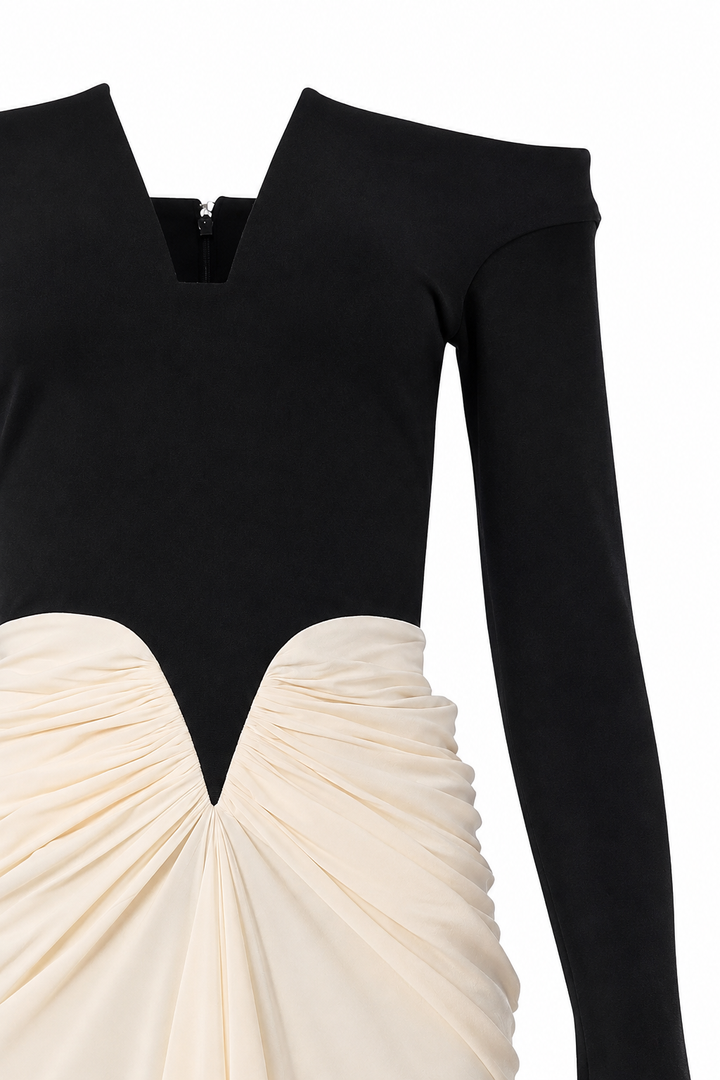 Anita Ankle Length Dress In Cream-Black