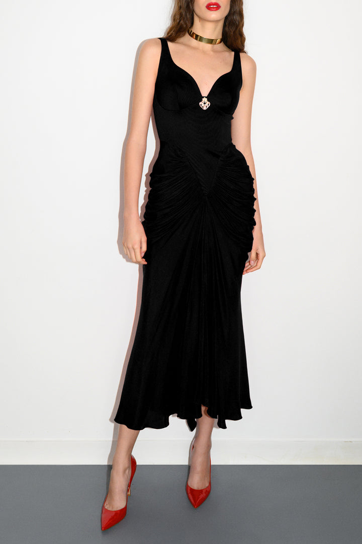 Kiara Ankle Length Dress In Black