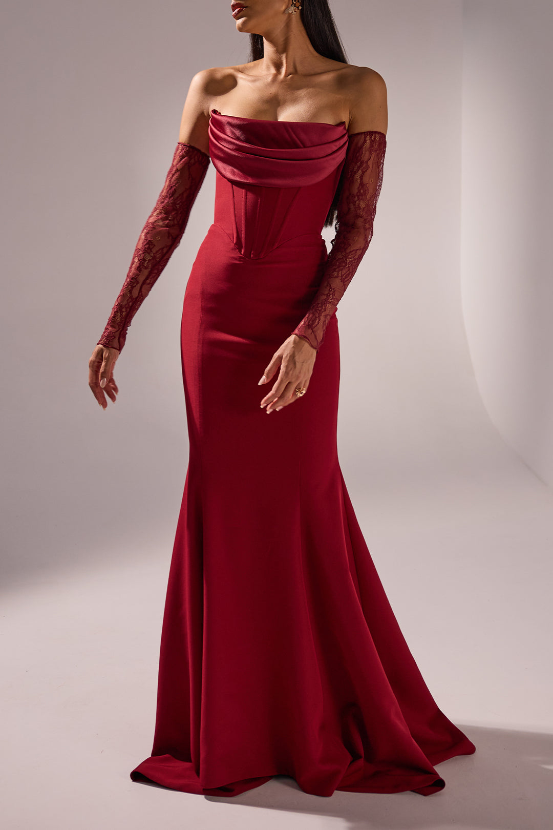 Amada Long Dress In Light-Burgundy – Rhea Costa