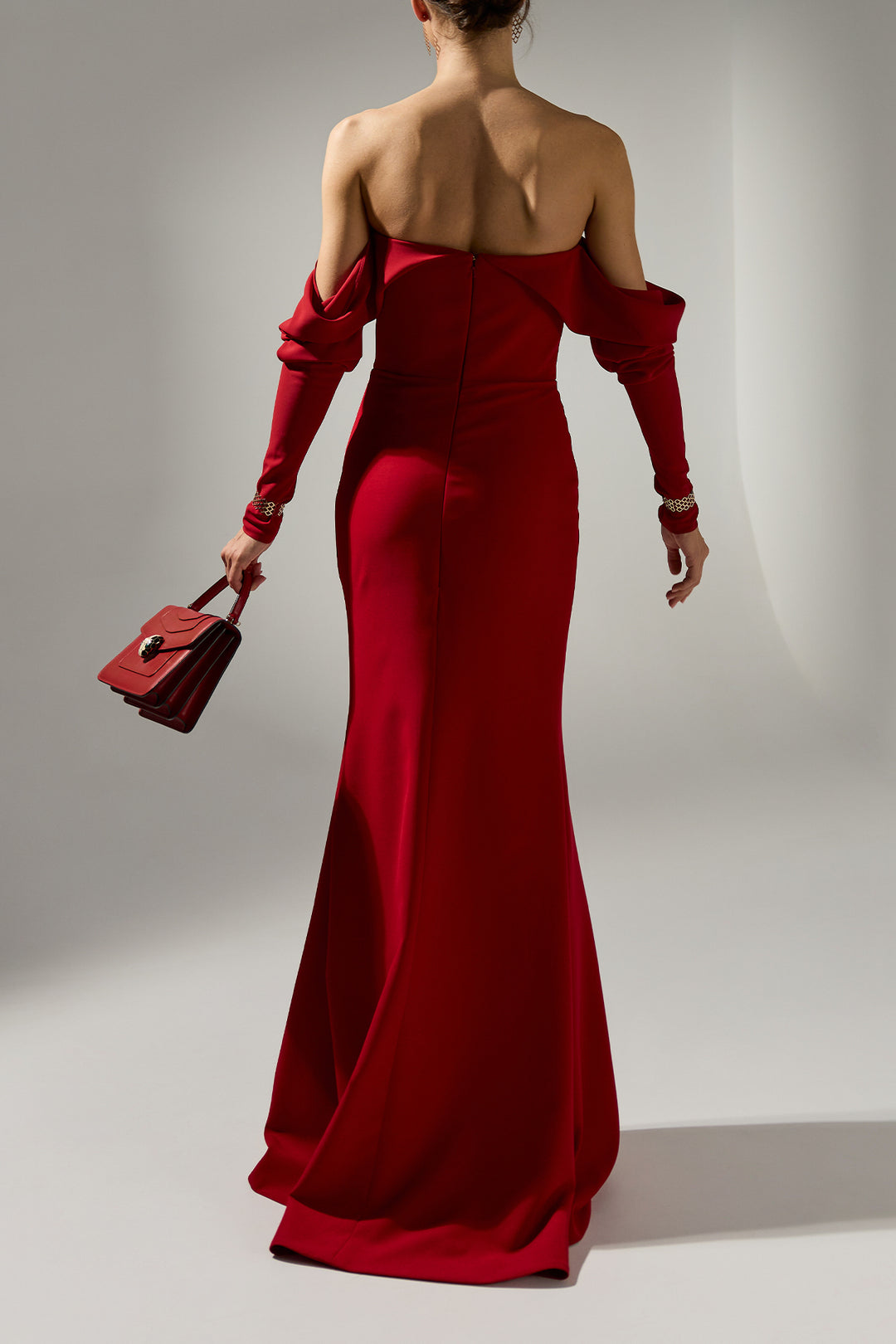 Hala Long Dress In Ruby-Red