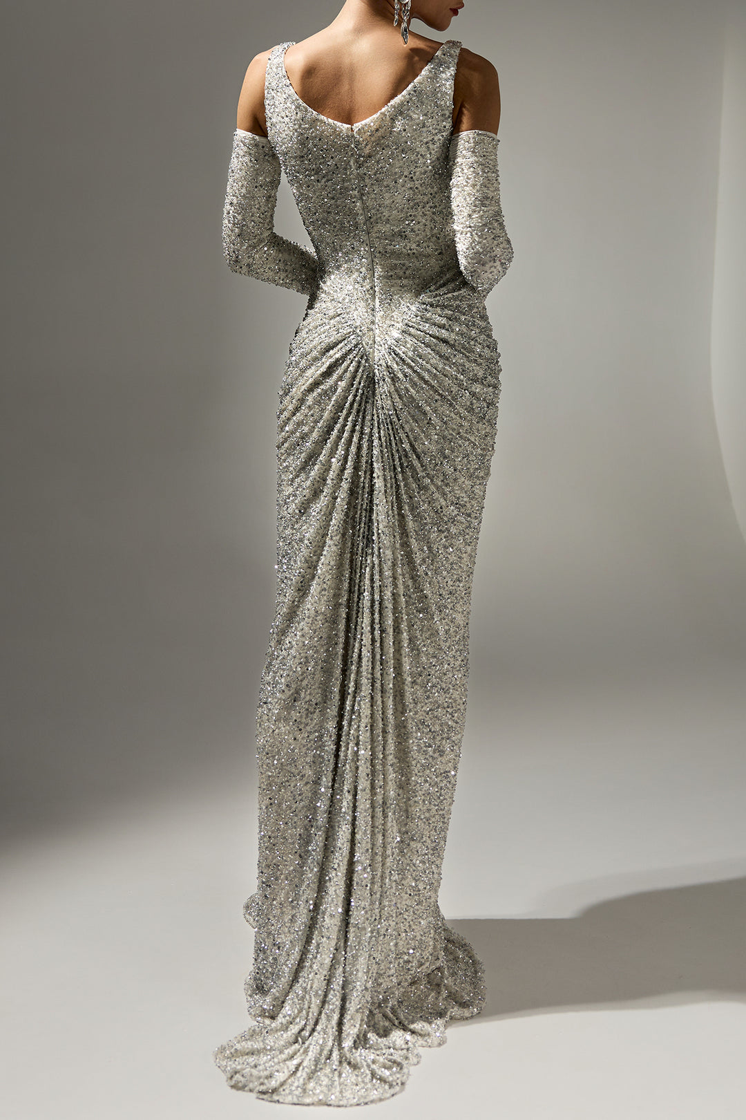 Melek Dress In White-Silver