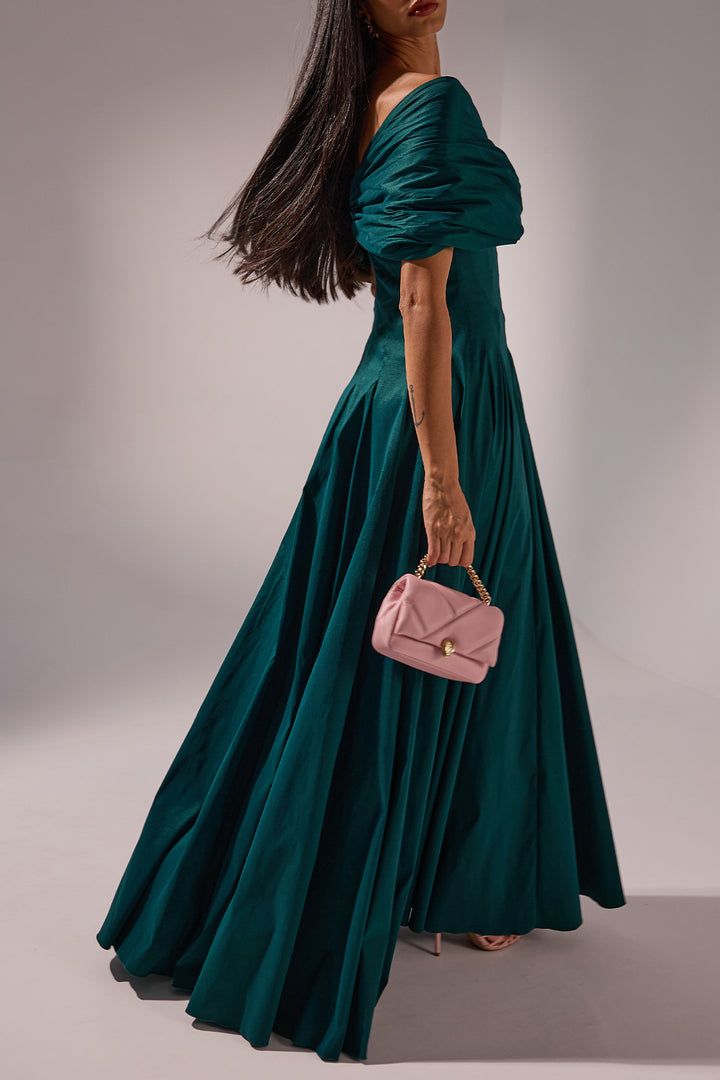 Ava Gown In Forest-Green