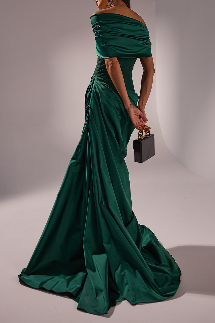 Iris Dress In Forest-Green