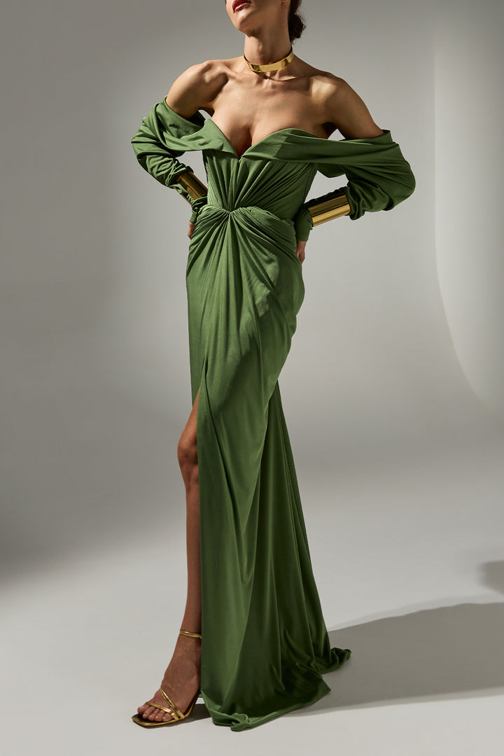 Ammuri Jersey Long Dress In Olive