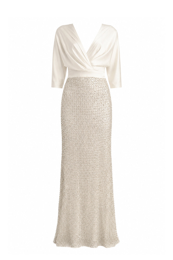 Vivienne Dress In White-Silver