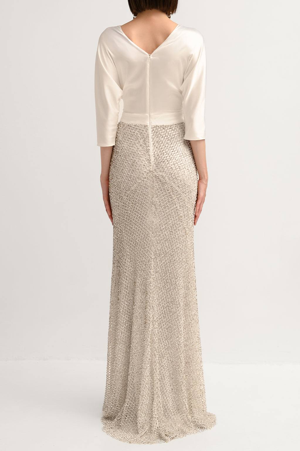 Vivienne Dress In White-Silver