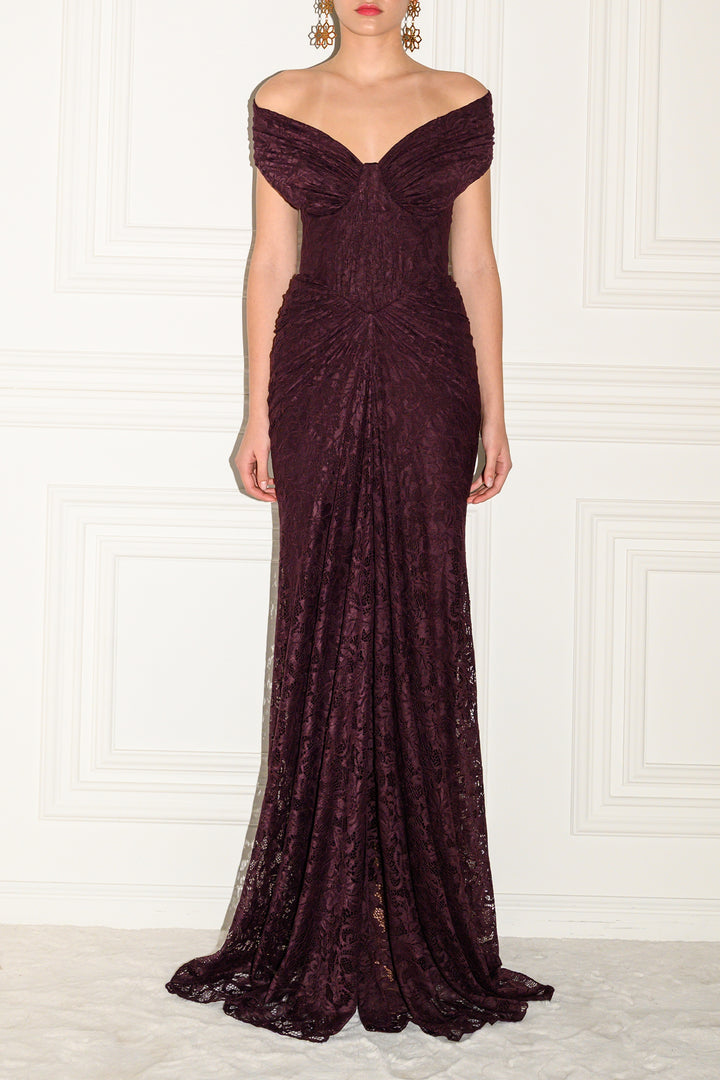 Dalila Lace Dress In Merlot