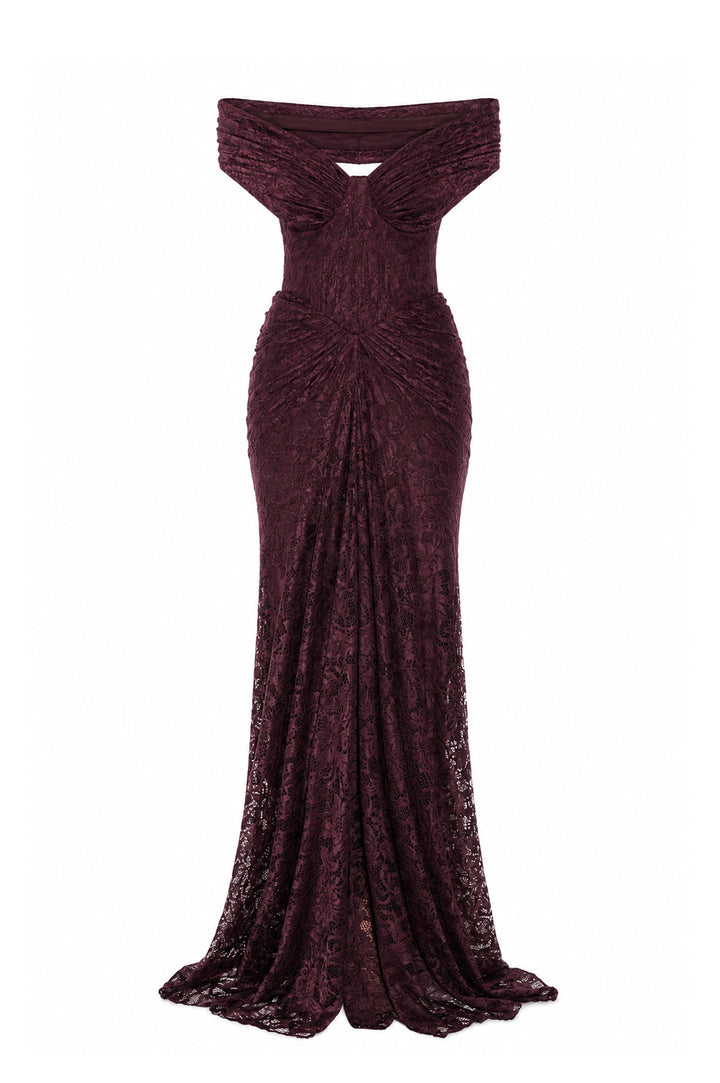 Dalila Lace Dress In Merlot