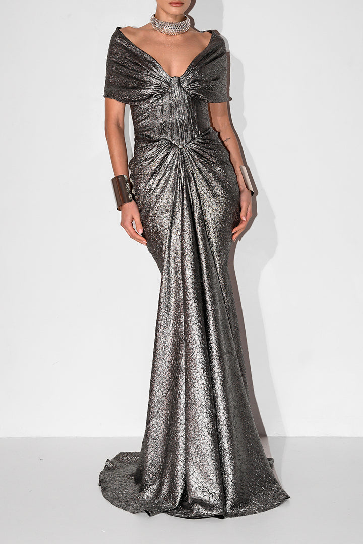 Dalila Metallic Dress In Silver