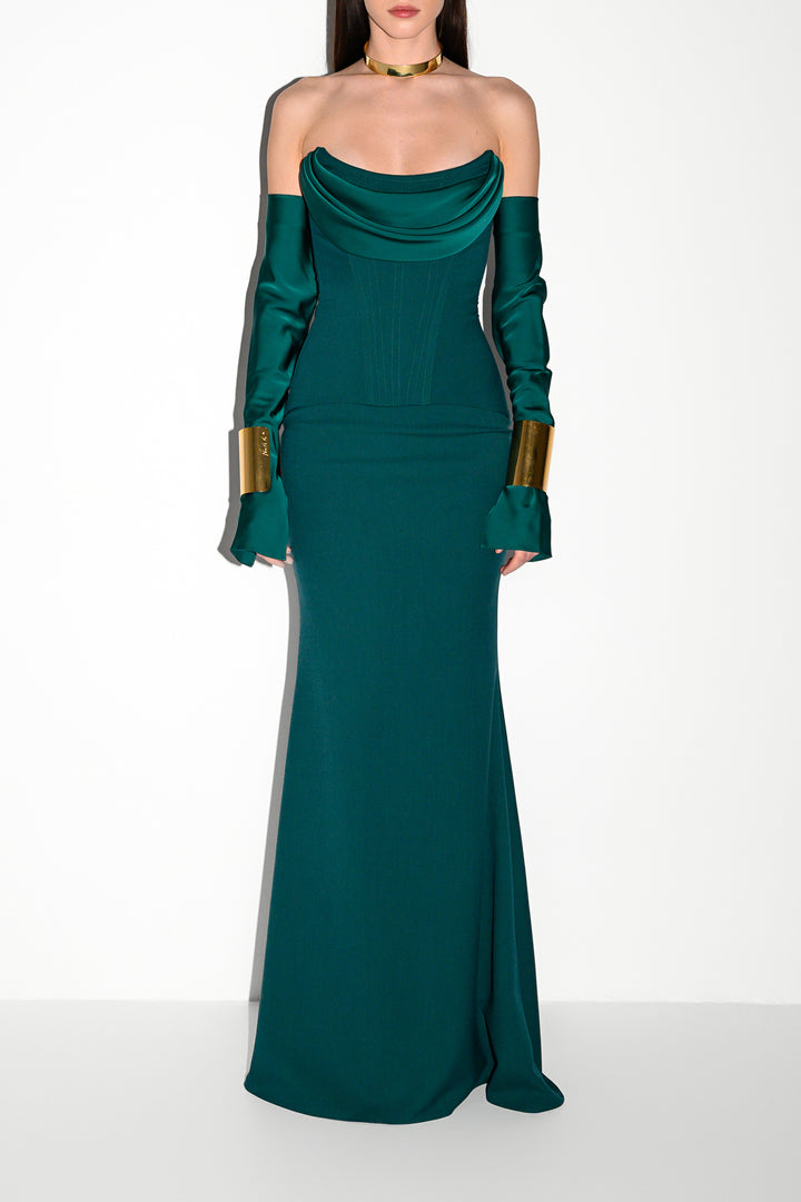 Raven Dress In Hunter-Green