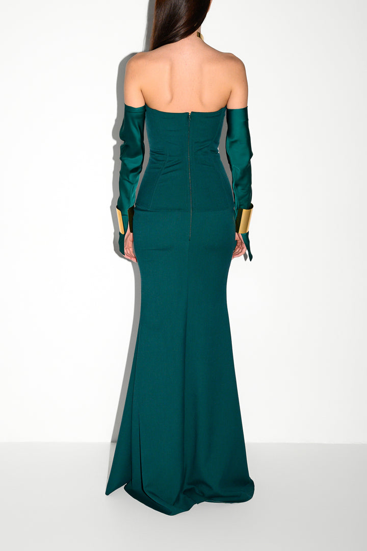 Raven Dress In Hunter-Green