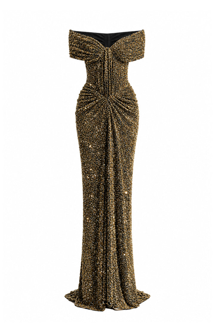 Dalila Dress In Black-Gold