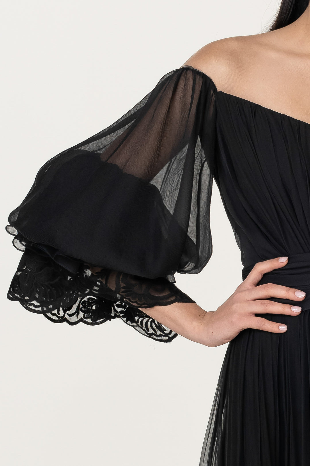 Orla Boho Silk Short Dress In Black