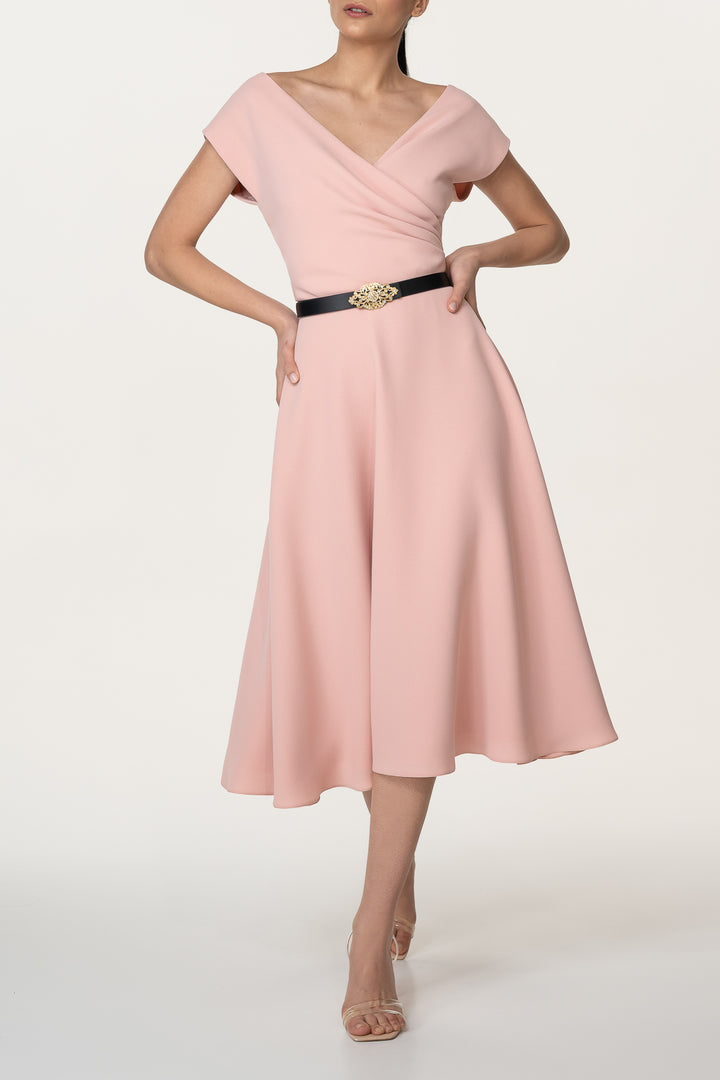 Monica Crepe Midi Dress In Powder