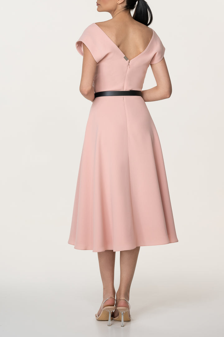 Monica Crepe Midi Dress In Powder