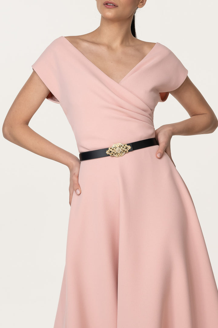 Monica Crepe Midi Dress In Powder