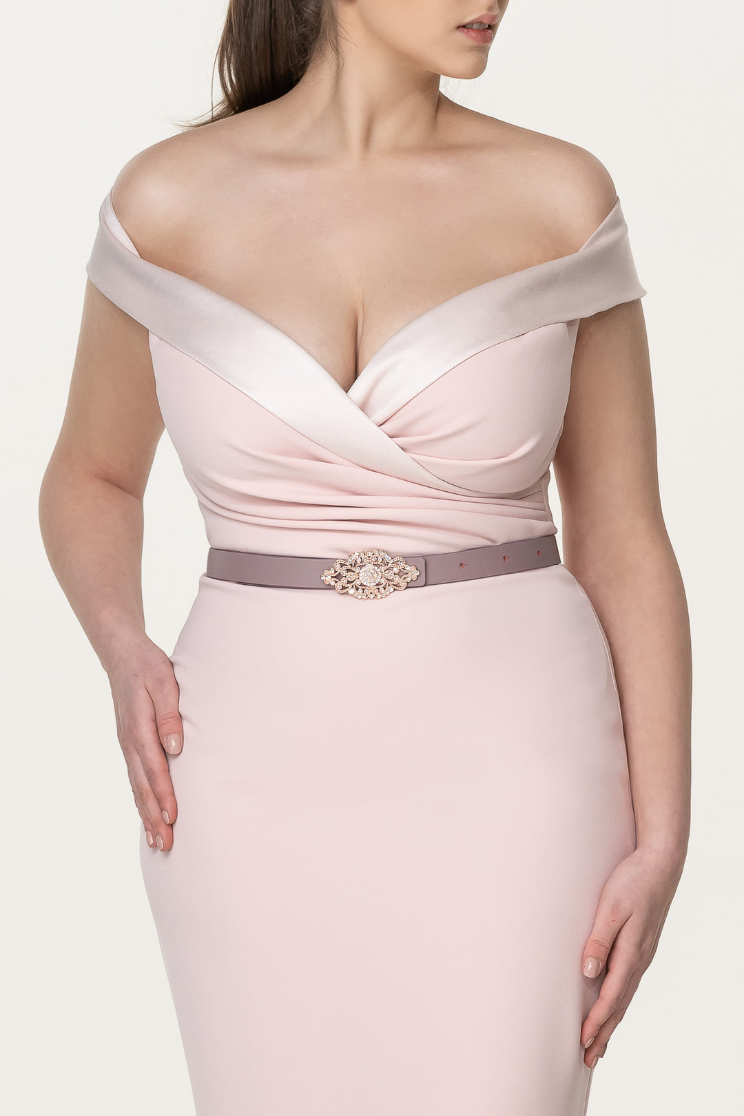 Farida Crepe Midi Dress In Nude-Rose