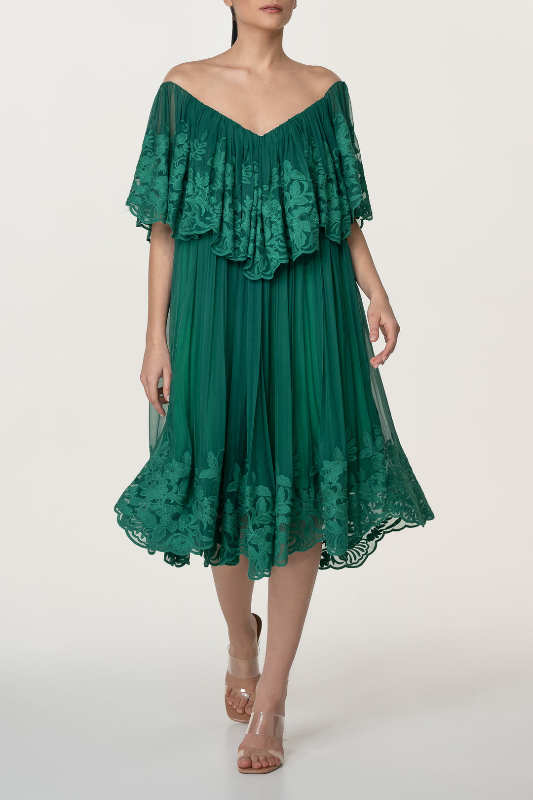 Jade Emerald Boho Midi Dress – Rhea Costa