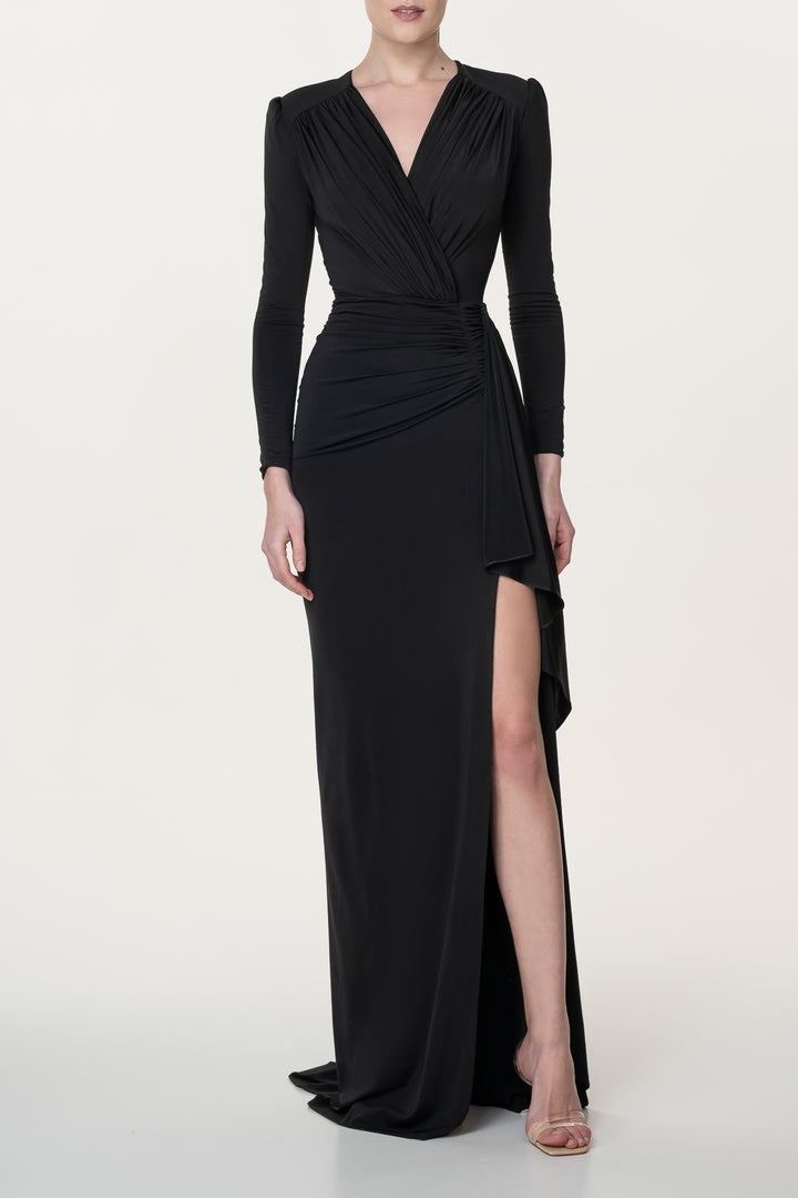 Kadija Jersey Long Dress In Black