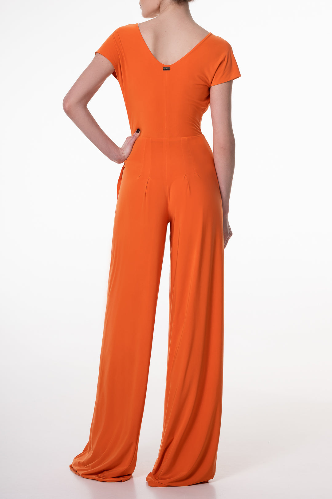 Joan Jersey Jumpsuit In Hot-Orange
