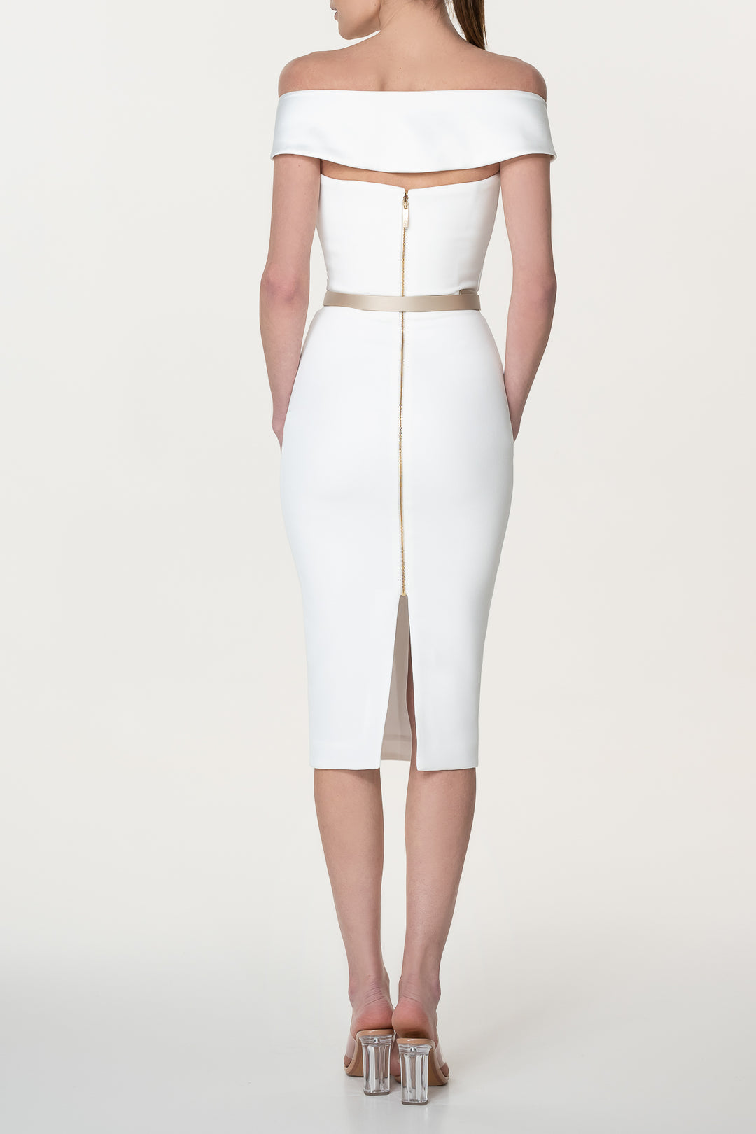 Farida Crepe Midi Dress In Ivory