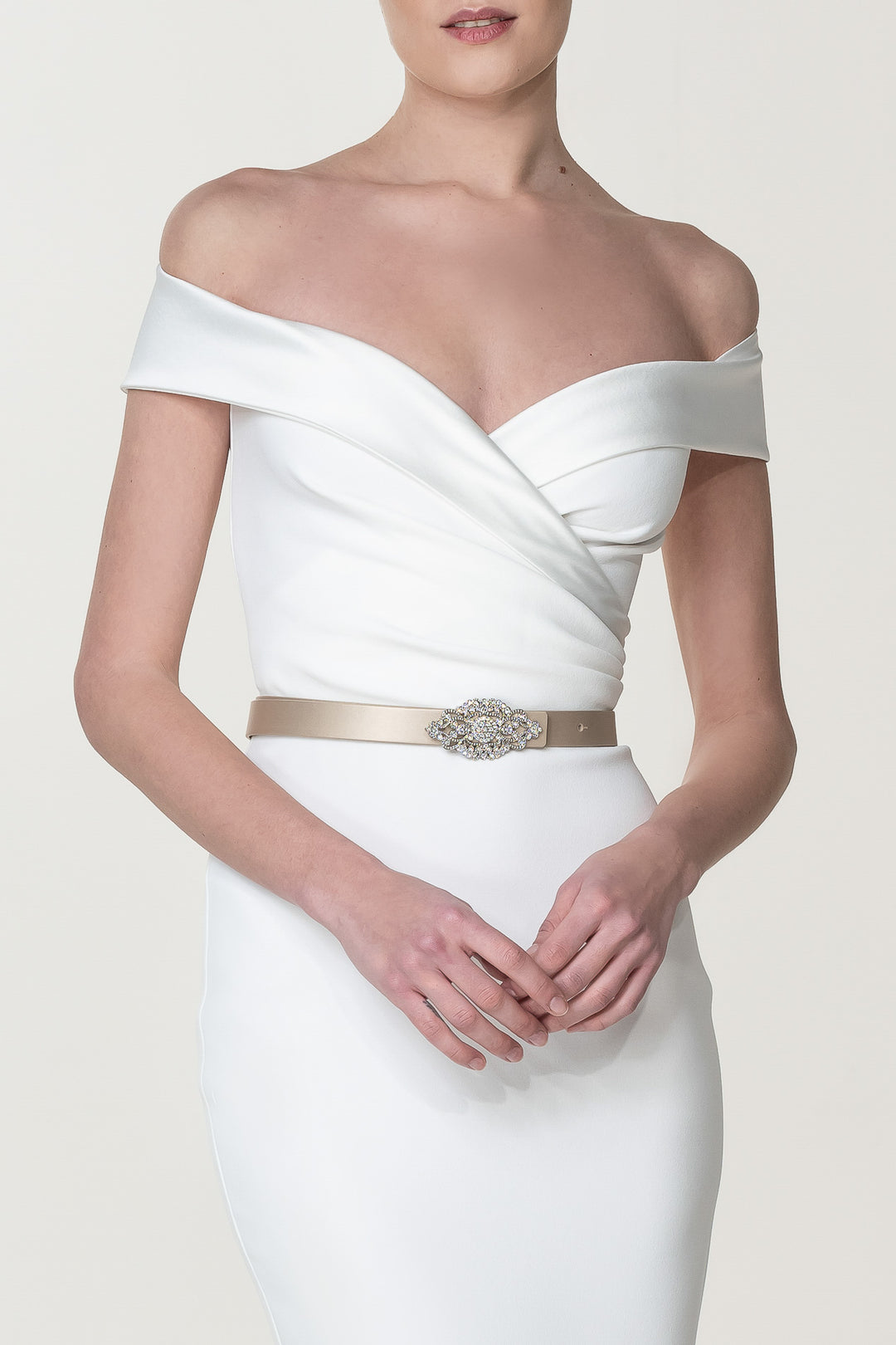 Farida Crepe Midi Dress In Ivory