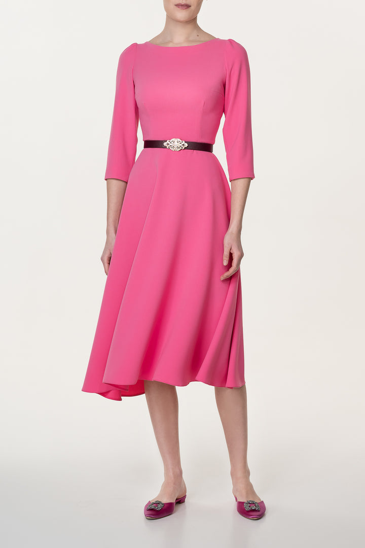 Nicole Crepe Midi Dress In Raspberry