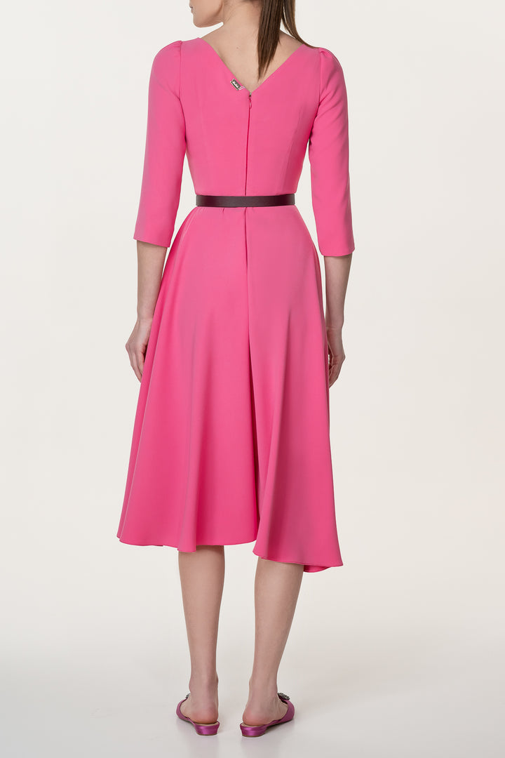 Nicole Crepe Midi Dress In Raspberry