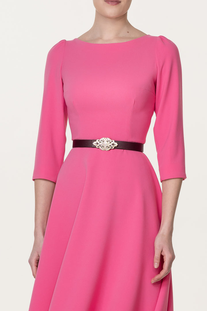 Nicole Crepe Midi Dress In Raspberry