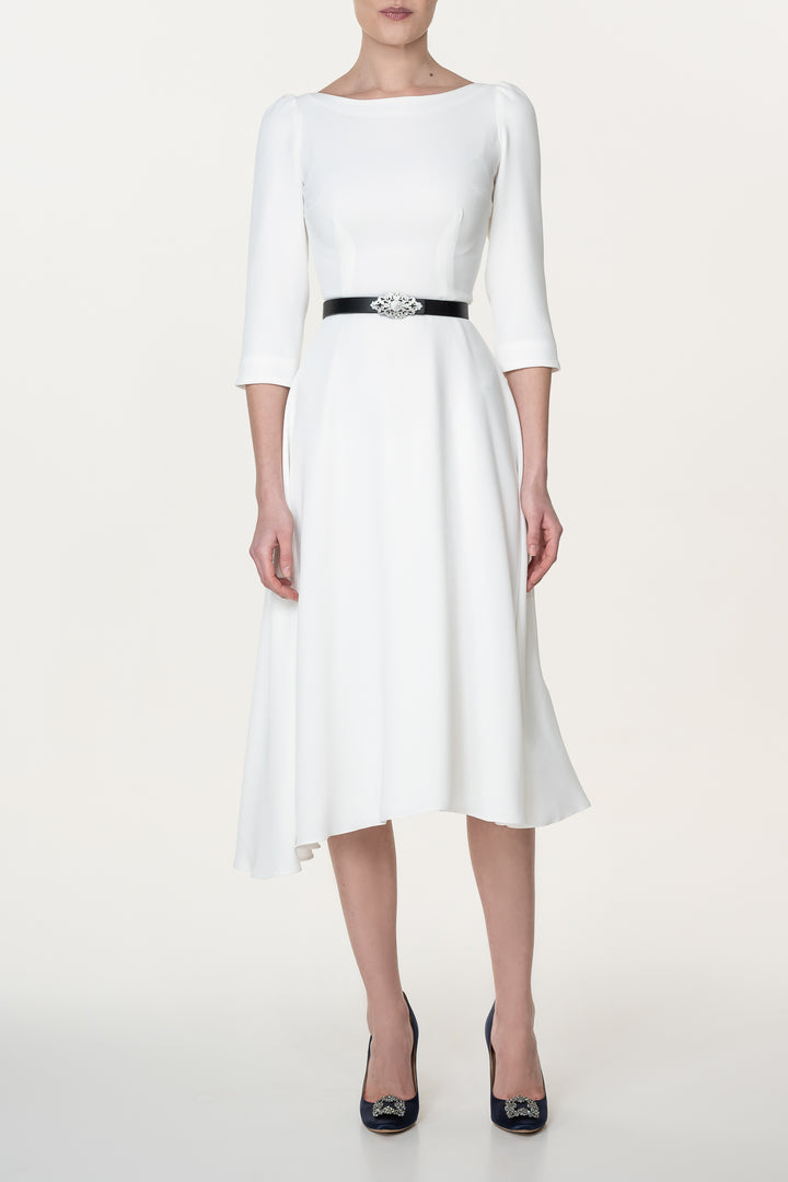 Nicole Crepe Midi Dress In Ivory