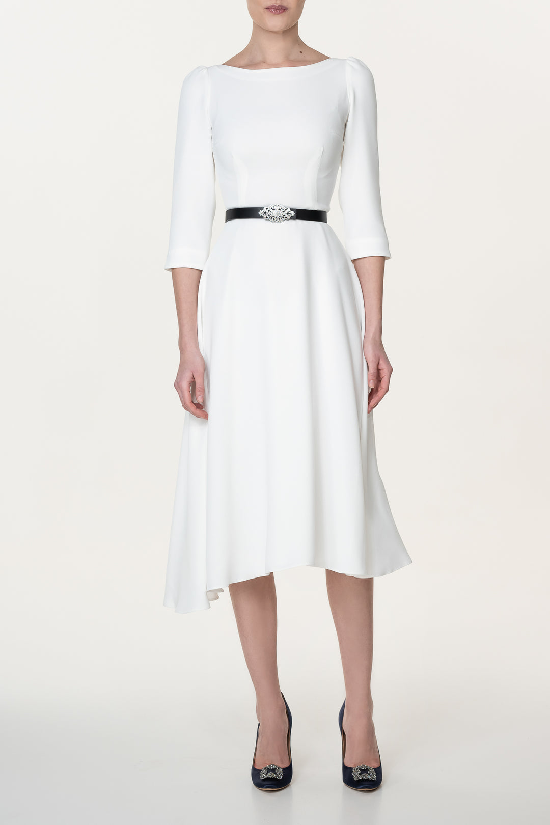 Nicole Crepe Midi Dress In Ivory
