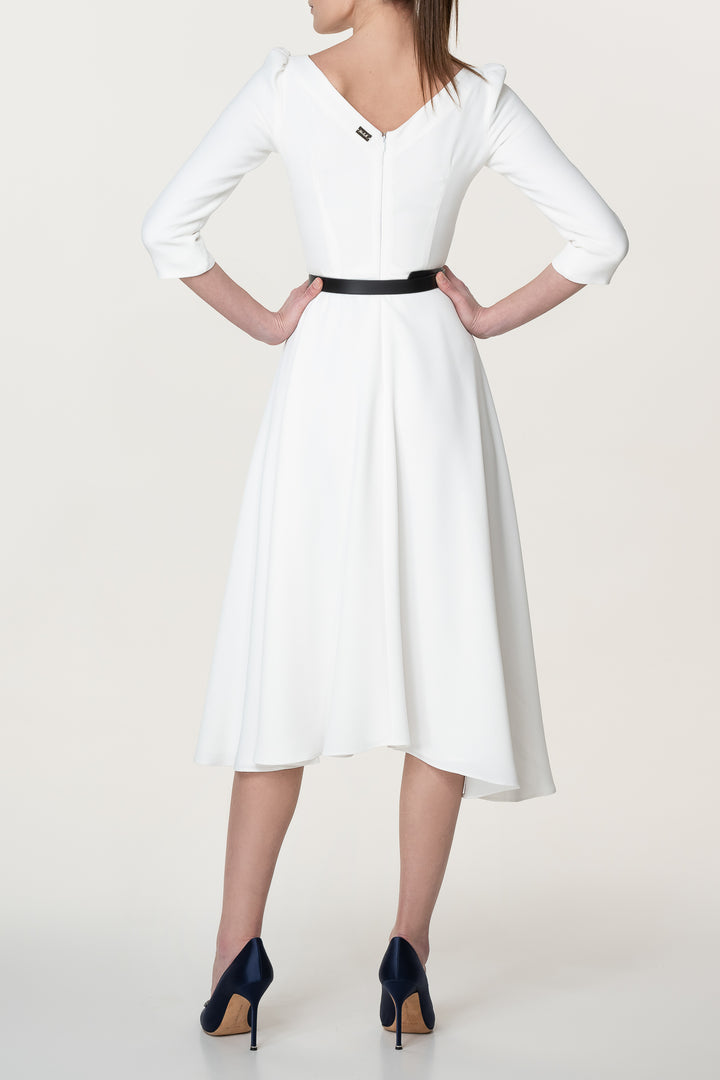 Nicole Crepe Midi Dress In Ivory